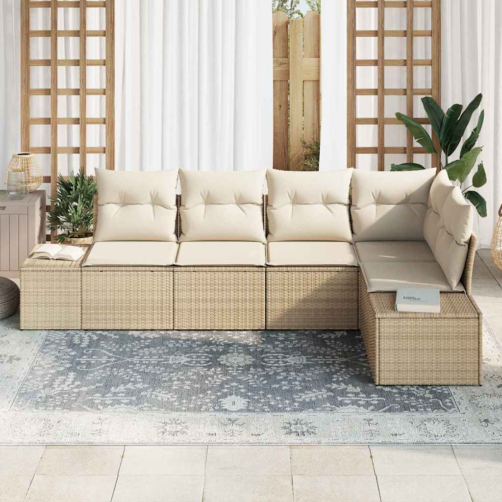 Tuinbankenset met opslag 5 pcs Beige en Crème poly rattan is nu te koop bij PeponiXL, paradijselijk wonen!