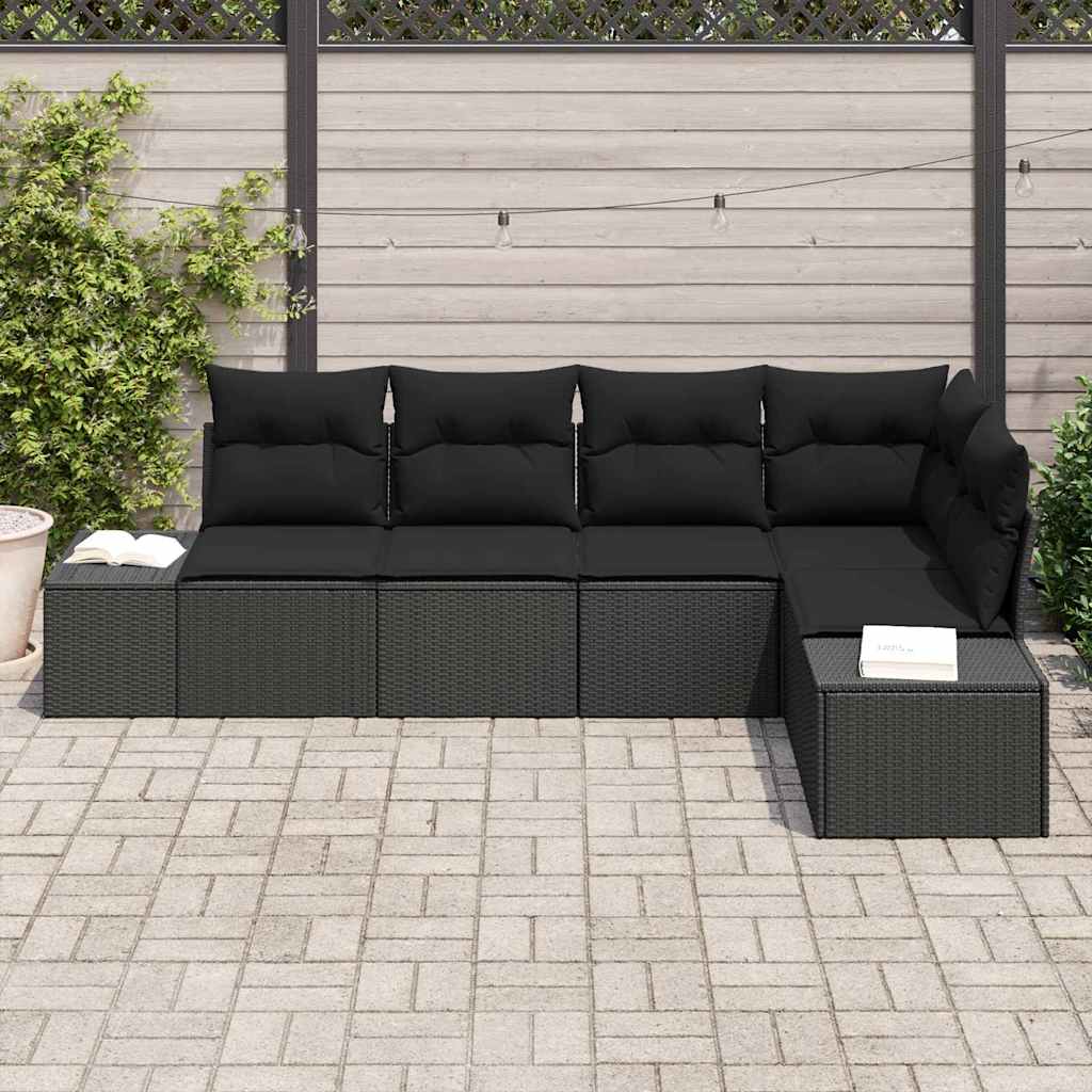 Tuinbankenset met opslag 5 pcs Zwart poly rattan is nu te koop bij PeponiXL, paradijselijk wonen!