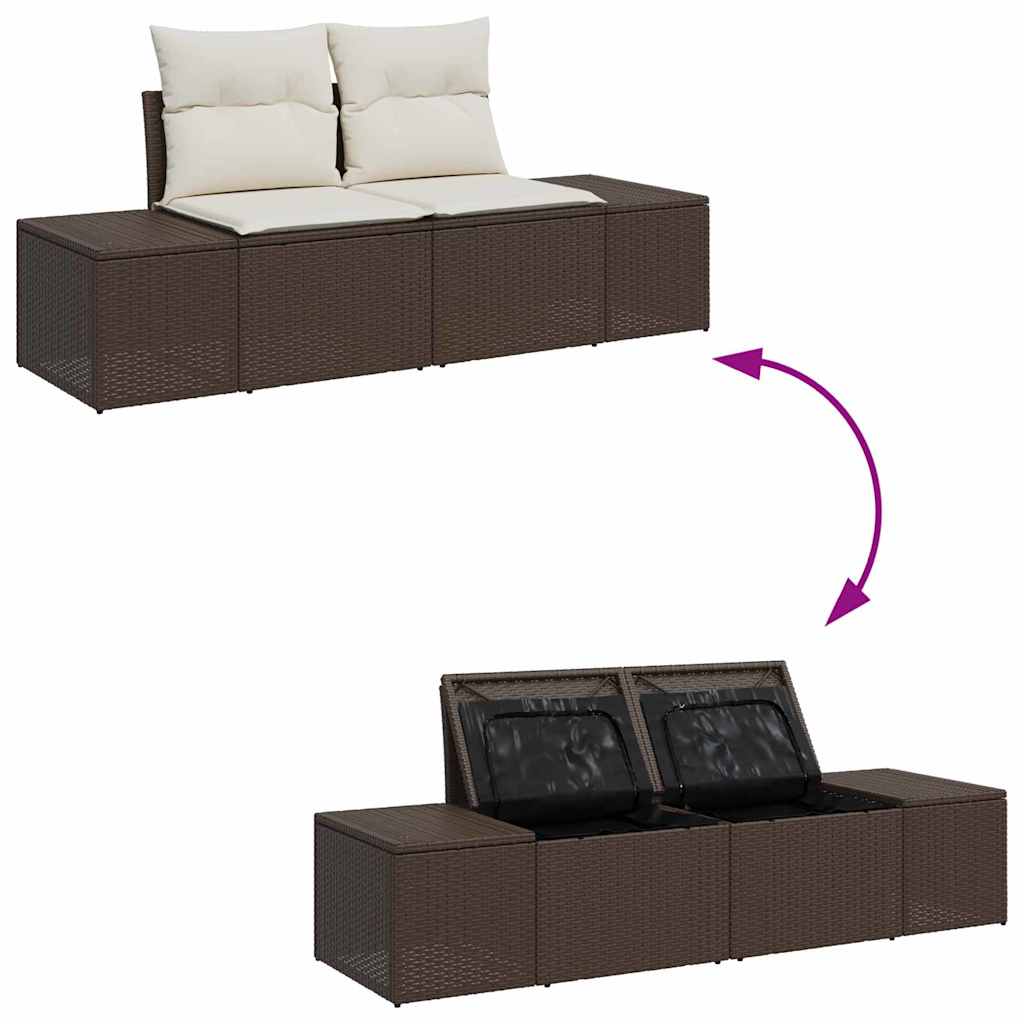 Tuinbankenset met opslag Bruin en Crème poly rattan is nu te koop bij PeponiXL, paradijselijk wonen!