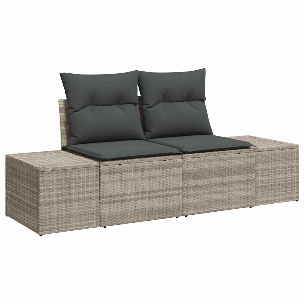 Tuinbankenset met opslag Lichtgrijs poly rattan is nu te koop bij PeponiXL, paradijselijk wonen!
