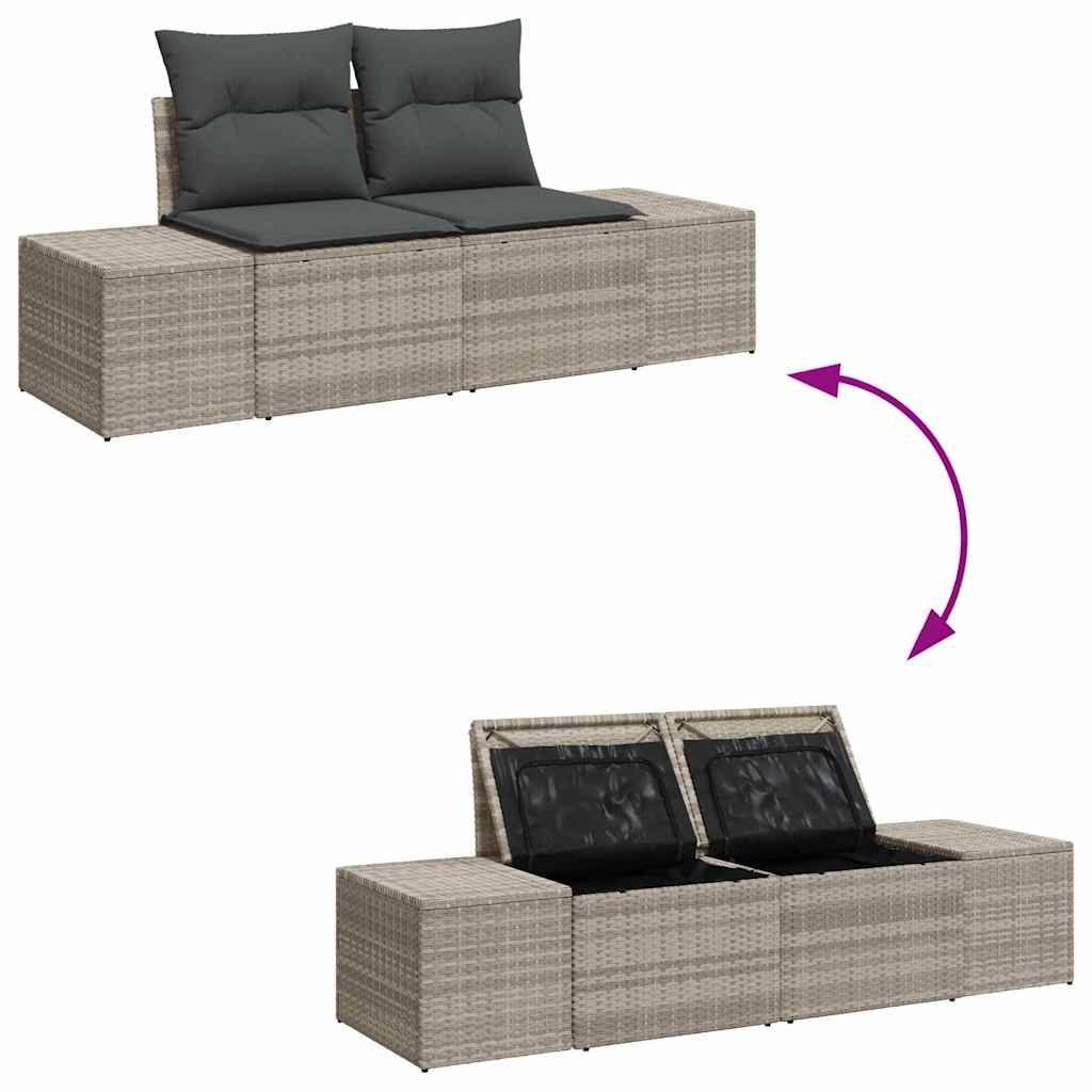 Tuinbankenset met opslag Lichtgrijs poly rattan is nu te koop bij PeponiXL, paradijselijk wonen!