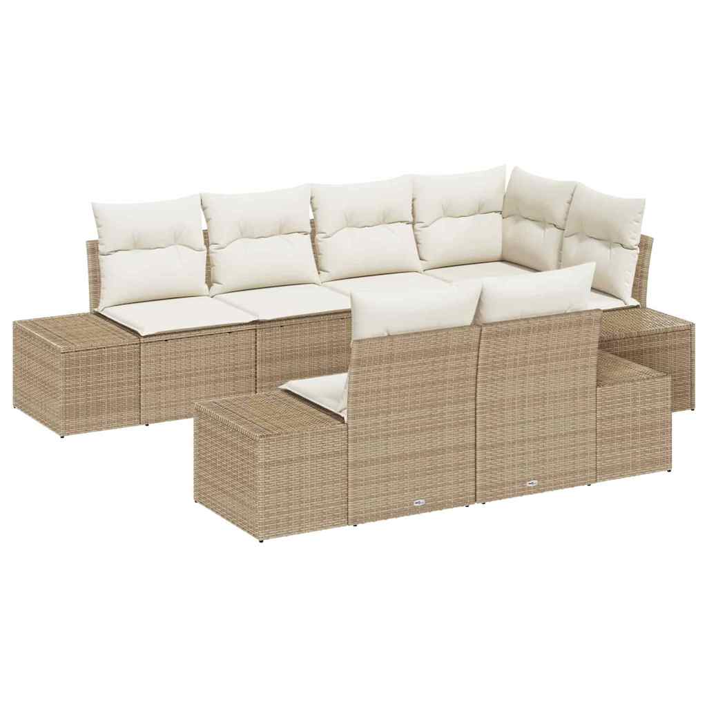 Tuinbankenset met opslag 7 pcs Beige en Crème poly rattan is nu te koop bij PeponiXL, paradijselijk wonen!
