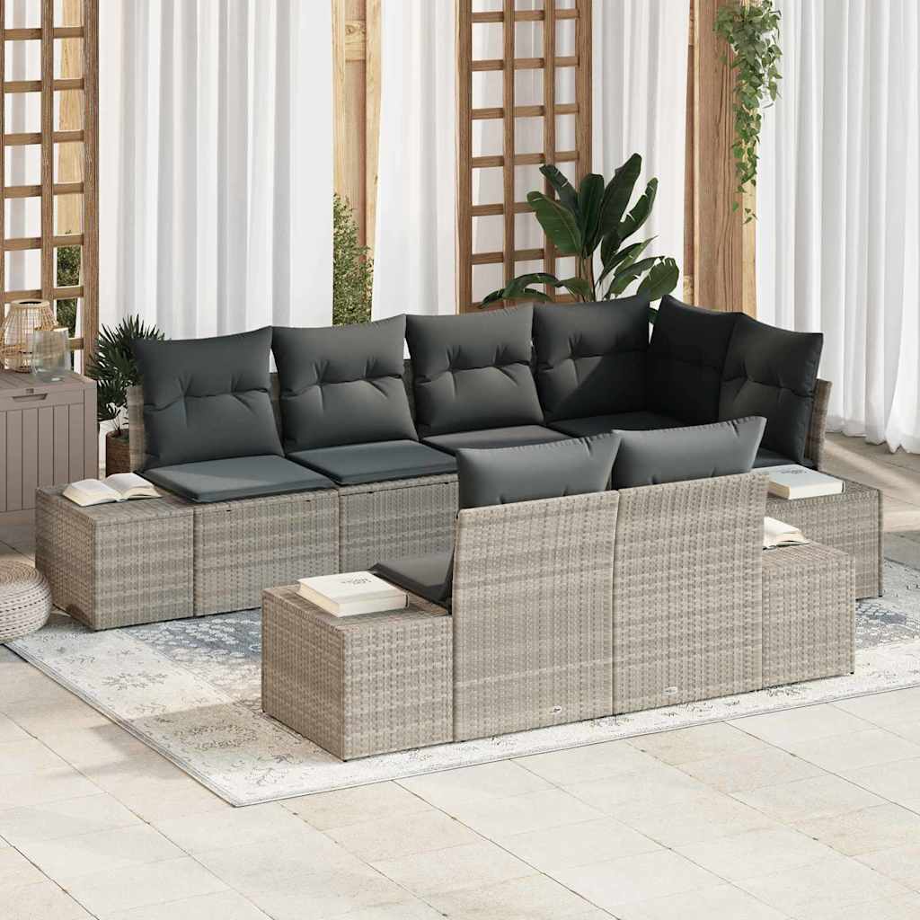 Tuinbankenset met opslag 7 pcs Lichtgrijs poly rattan is nu te koop bij PeponiXL, paradijselijk wonen!