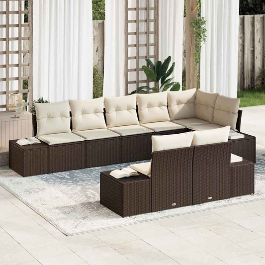 Tuinbankenset met opslag 8 pcs Bruin en Crème Poly riet is nu te koop bij PeponiXL, paradijselijk wonen!