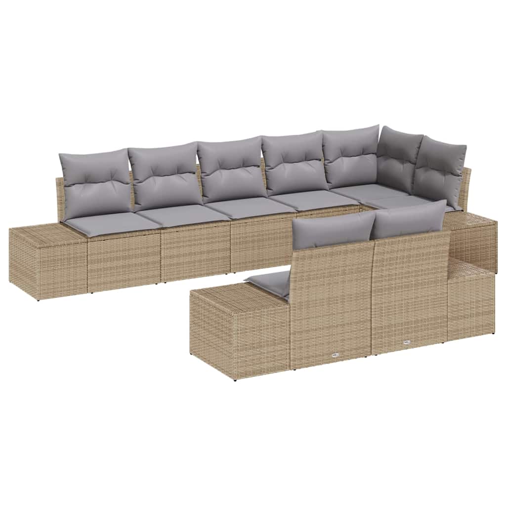Tuinbankenset met opslag 8 pcs Beige en Licht Grijs Poly riet is nu te koop bij PeponiXL, paradijselijk wonen!