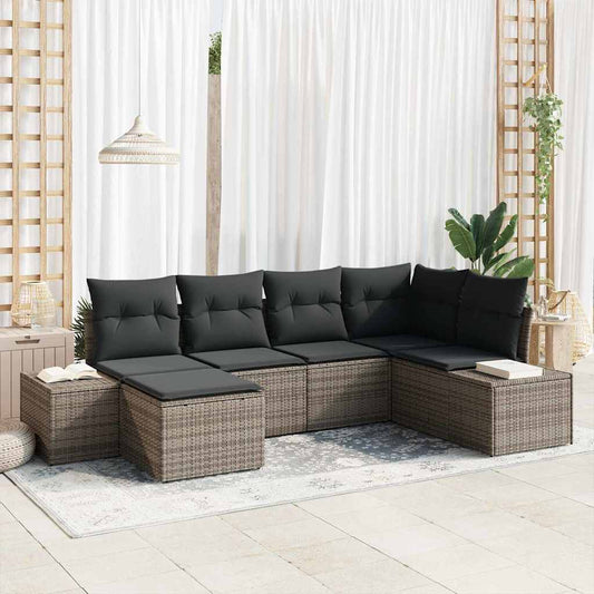 Tuin Sofa Set met kussen met opslag 6 pcs Grijs poly rattan is nu te koop bij PeponiXL, paradijselijk wonen!
