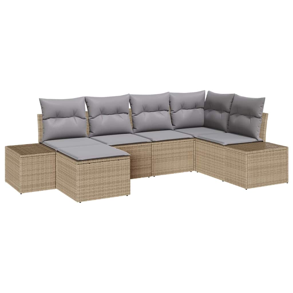Tuin Sofa Set met kussen 6 pcs Beige en Licht Grijs poly rattan is nu te koop bij PeponiXL, paradijselijk wonen!