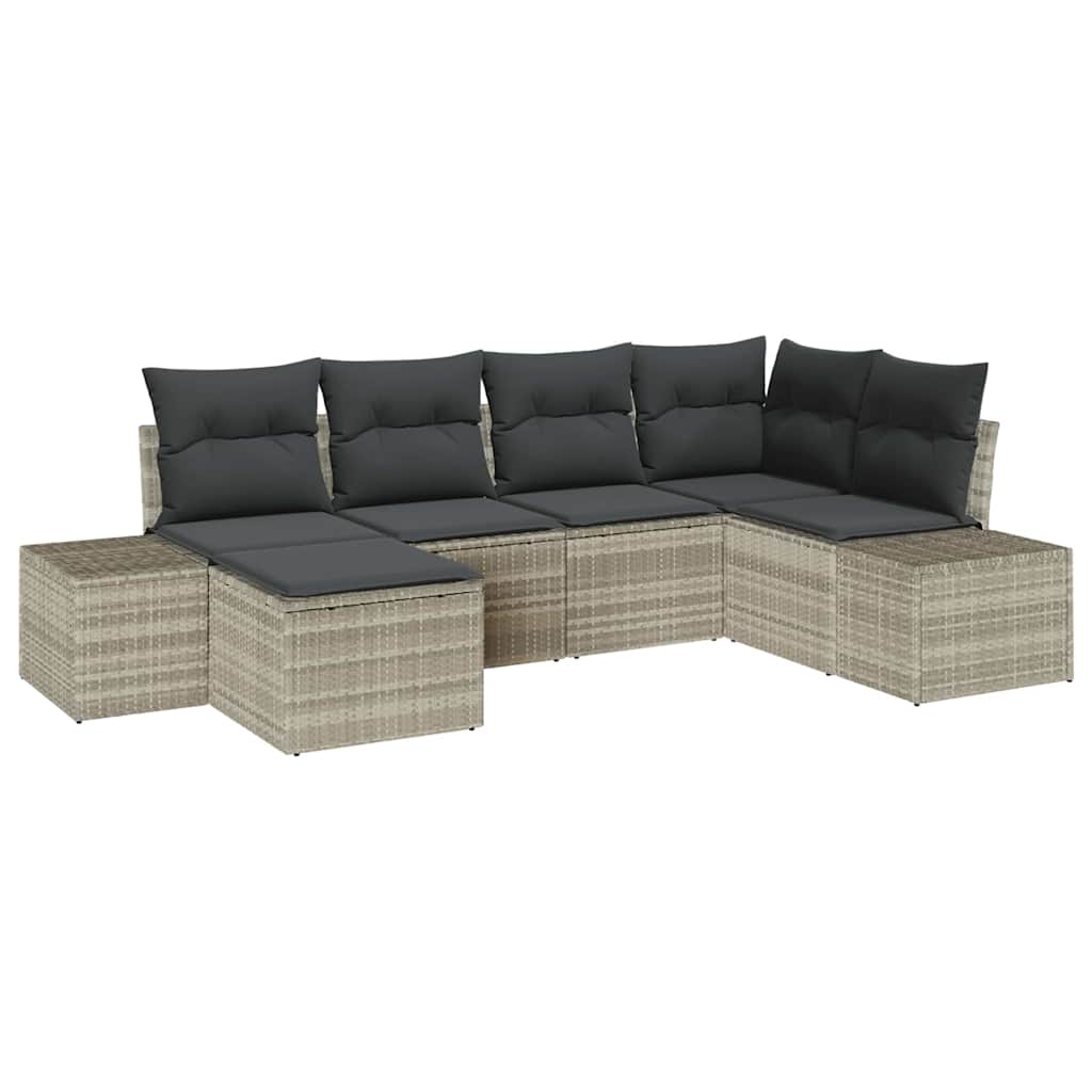 Tuin Sofa Set met kussen 6 pcs Lichtgrijs poly rattan is nu te koop bij PeponiXL, paradijselijk wonen!
