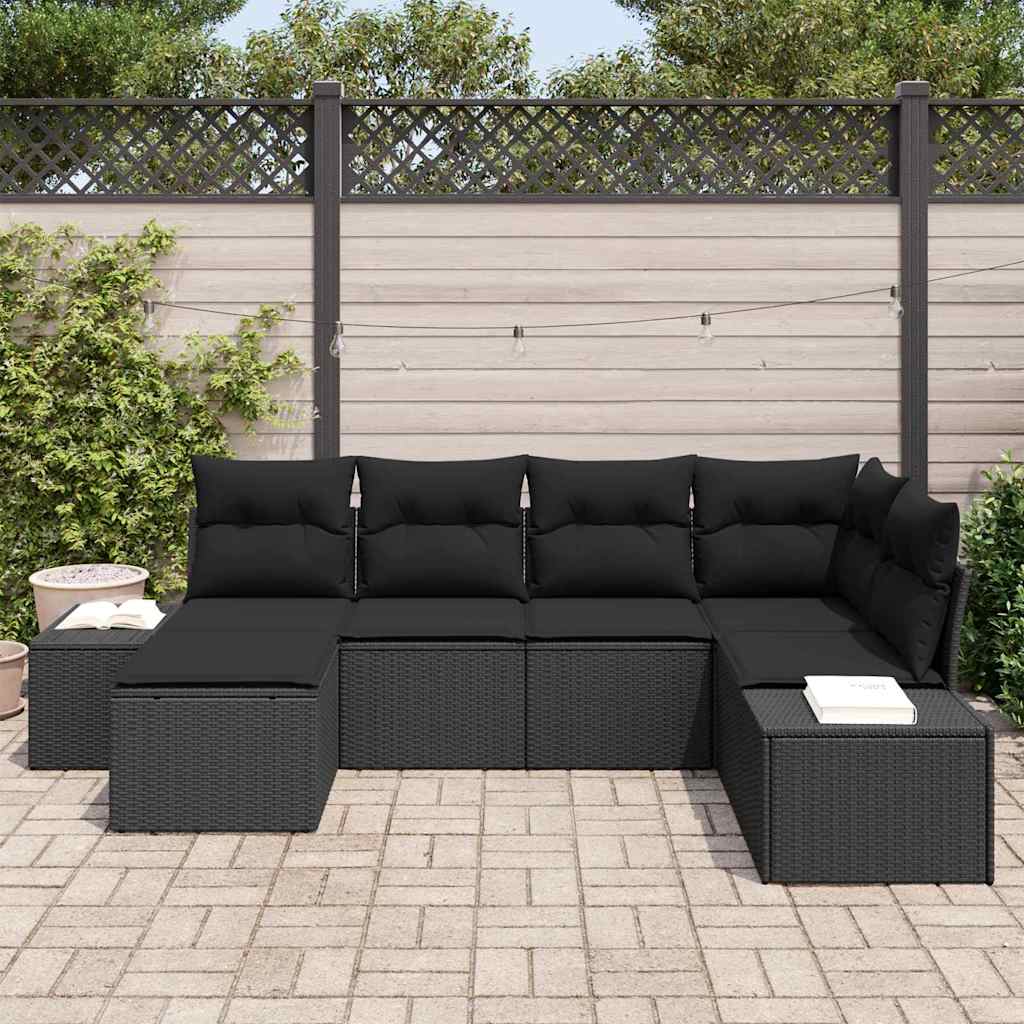 Tuin Sofa Set met kussen met opslag 6 pcs Zwart poly rattan is nu te koop bij PeponiXL, paradijselijk wonen!