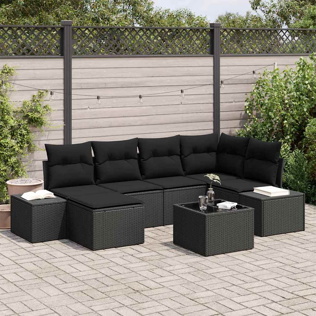 Tuin Sofa Set met kussen met opslag 6 pcs Zwart poly rattan is nu te koop bij PeponiXL, paradijselijk wonen!