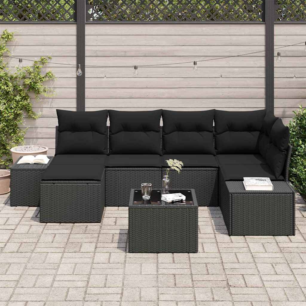 Tuin Sofa Set met kussen met opslag 6 pcs Zwart poly rattan is nu te koop bij PeponiXL, paradijselijk wonen!