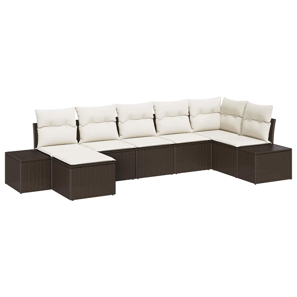 Tuin Sofa Set met kussen met opslag 7 pcs Bruin Poly riet is nu te koop bij PeponiXL, paradijselijk wonen!