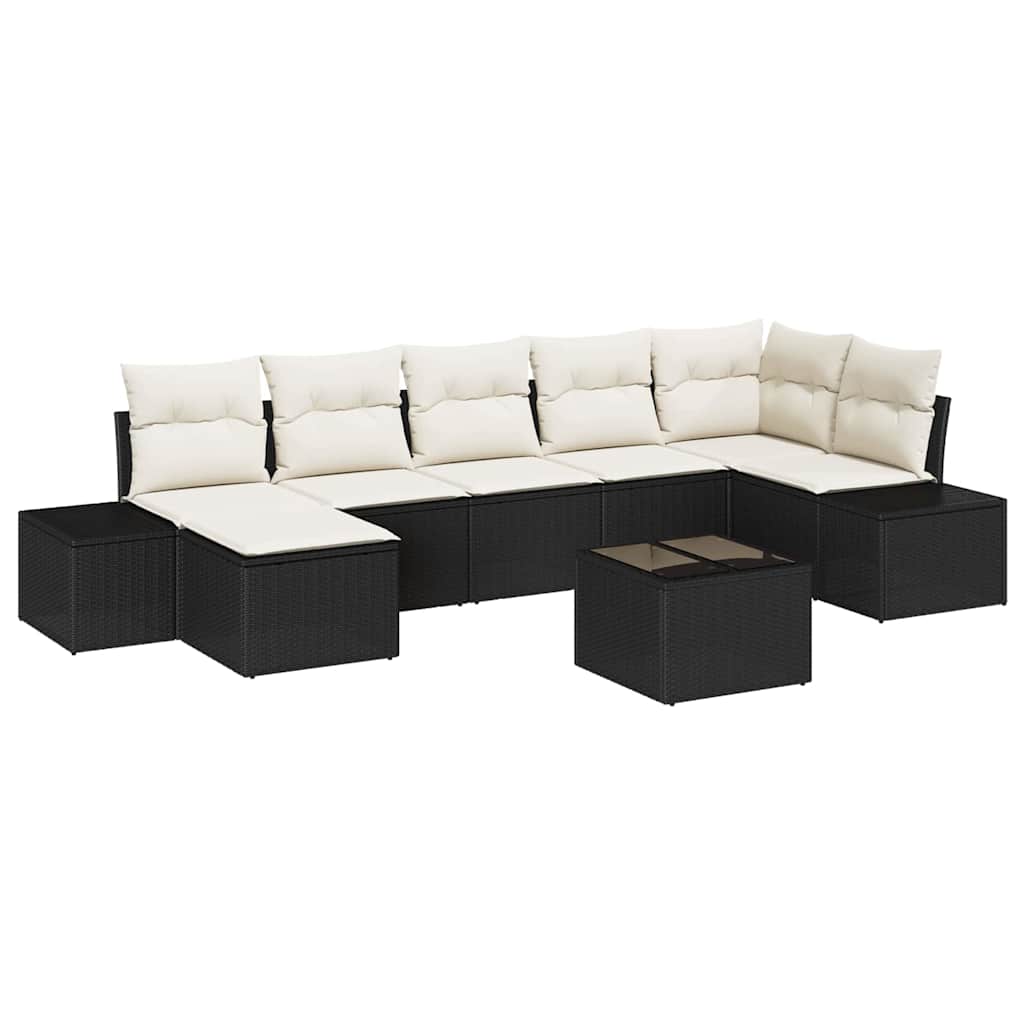 Tuin Sofa Set met kussen met opslag 7 pcs Zwart poly rattan is nu te koop bij PeponiXL, paradijselijk wonen!