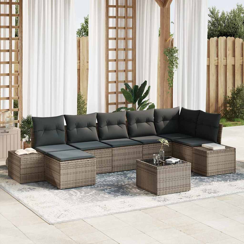 Tuin Sofa Set met kussen met opslag 7 pcs Grijs poly rattan is nu te koop bij PeponiXL, paradijselijk wonen!