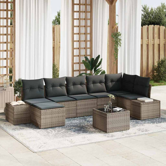 Tuin Sofa Set met kussen met opslag 7 pcs Grijs poly rattan is nu te koop bij PeponiXL, paradijselijk wonen!
