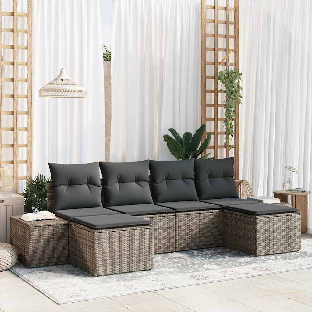 Tuin Sofa Set met kussen met opslag 4 pcs Grijs poly rattan is nu te koop bij PeponiXL, paradijselijk wonen!