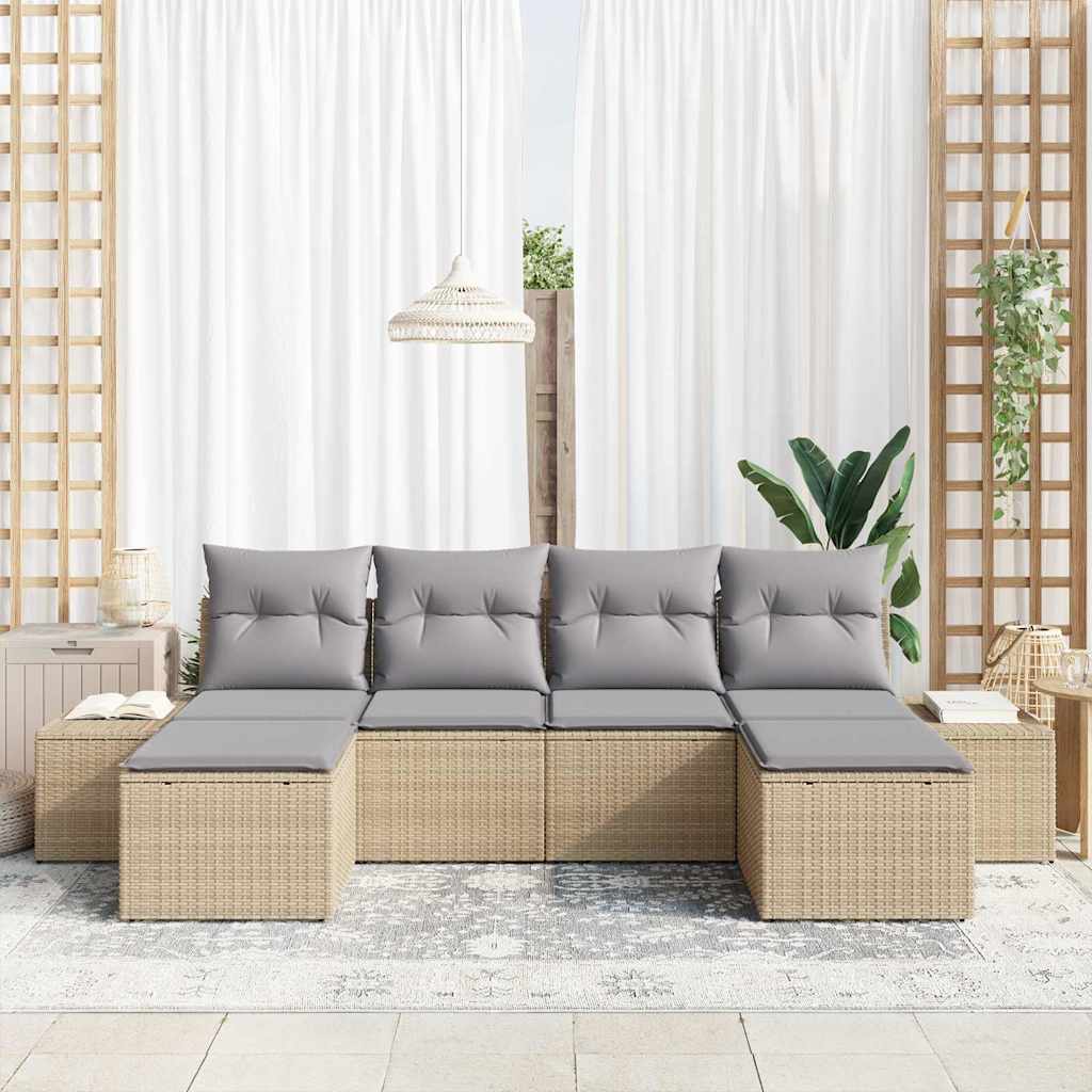 Tuin Sofa Set met kussen 4 pcs Beige en Licht Grijs poly rattan is nu te koop bij PeponiXL, paradijselijk wonen!