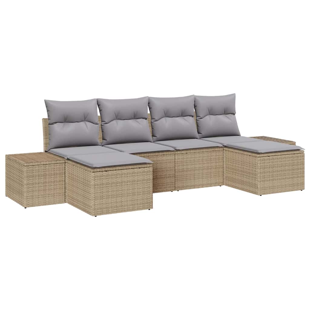 Tuin Sofa Set met kussen 4 pcs Beige en Licht Grijs poly rattan is nu te koop bij PeponiXL, paradijselijk wonen!