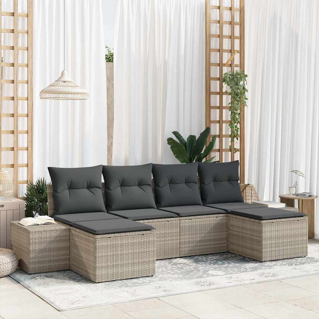 Tuin Sofa Set met kussen 4 pcs Lichtgrijs poly rattan is nu te koop bij PeponiXL, paradijselijk wonen!