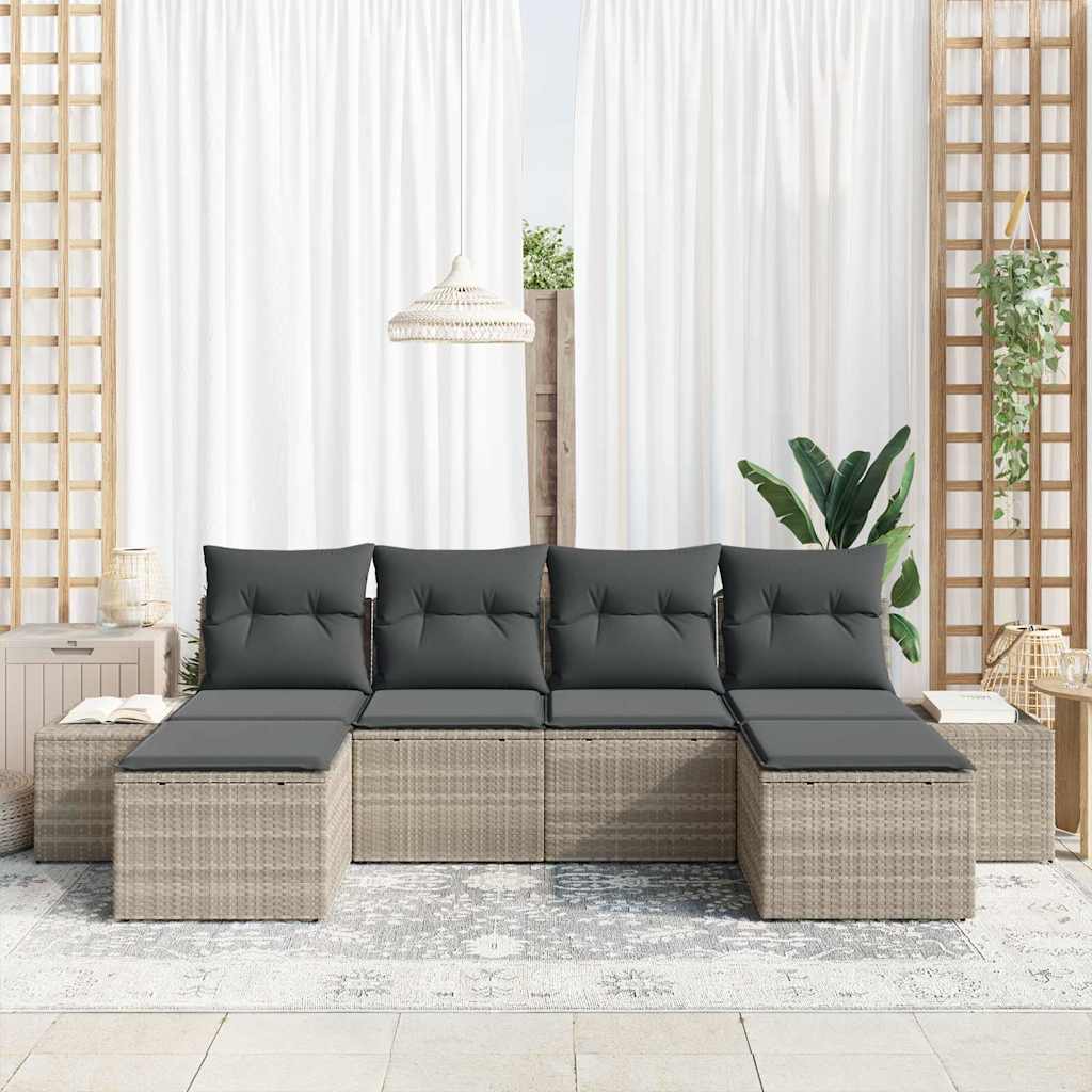 Tuin Sofa Set met kussen 4 pcs Lichtgrijs poly rattan is nu te koop bij PeponiXL, paradijselijk wonen!