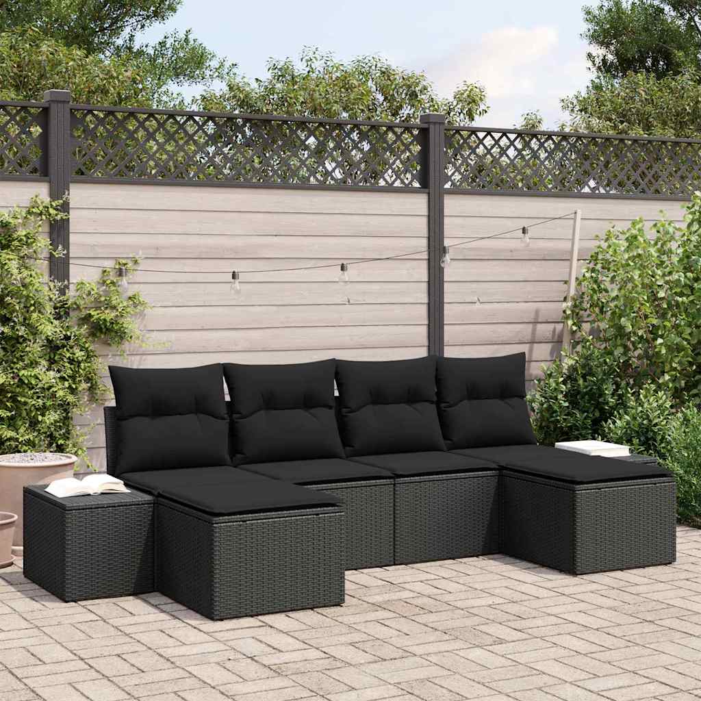 Tuin Sofa Set met kussen met opslag 4 pcs Zwart poly rattan is nu te koop bij PeponiXL, paradijselijk wonen!