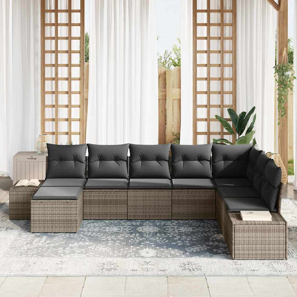 Tuin Sofa Set met kussen met opslag 8 pcs Grijs poly rattan is nu te koop bij PeponiXL, paradijselijk wonen!