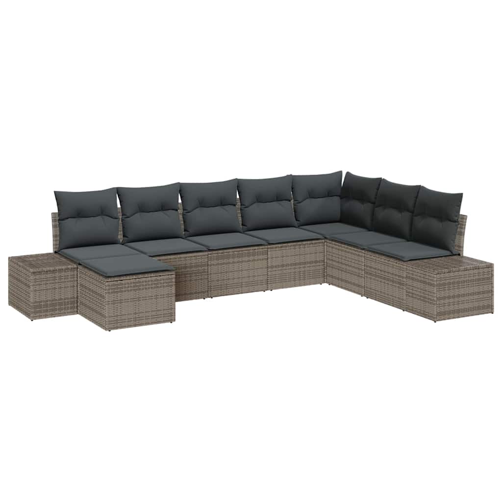 Tuin Sofa Set met kussen met opslag 8 pcs Grijs poly rattan is nu te koop bij PeponiXL, paradijselijk wonen!