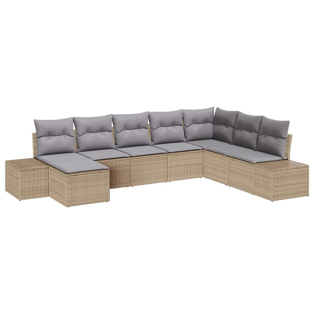 Tuin Sofa Set met kussen 8 pcs Beige en Licht Grijs poly rattan is nu te koop bij PeponiXL, paradijselijk wonen!