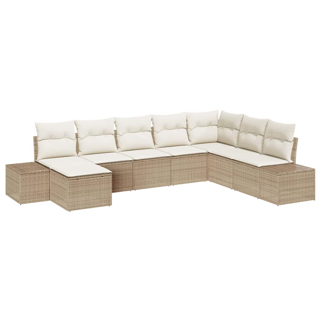 Tuin Sofa Set met kussen 8 pcs Beige en Crème poly rattan is nu te koop bij PeponiXL, paradijselijk wonen!