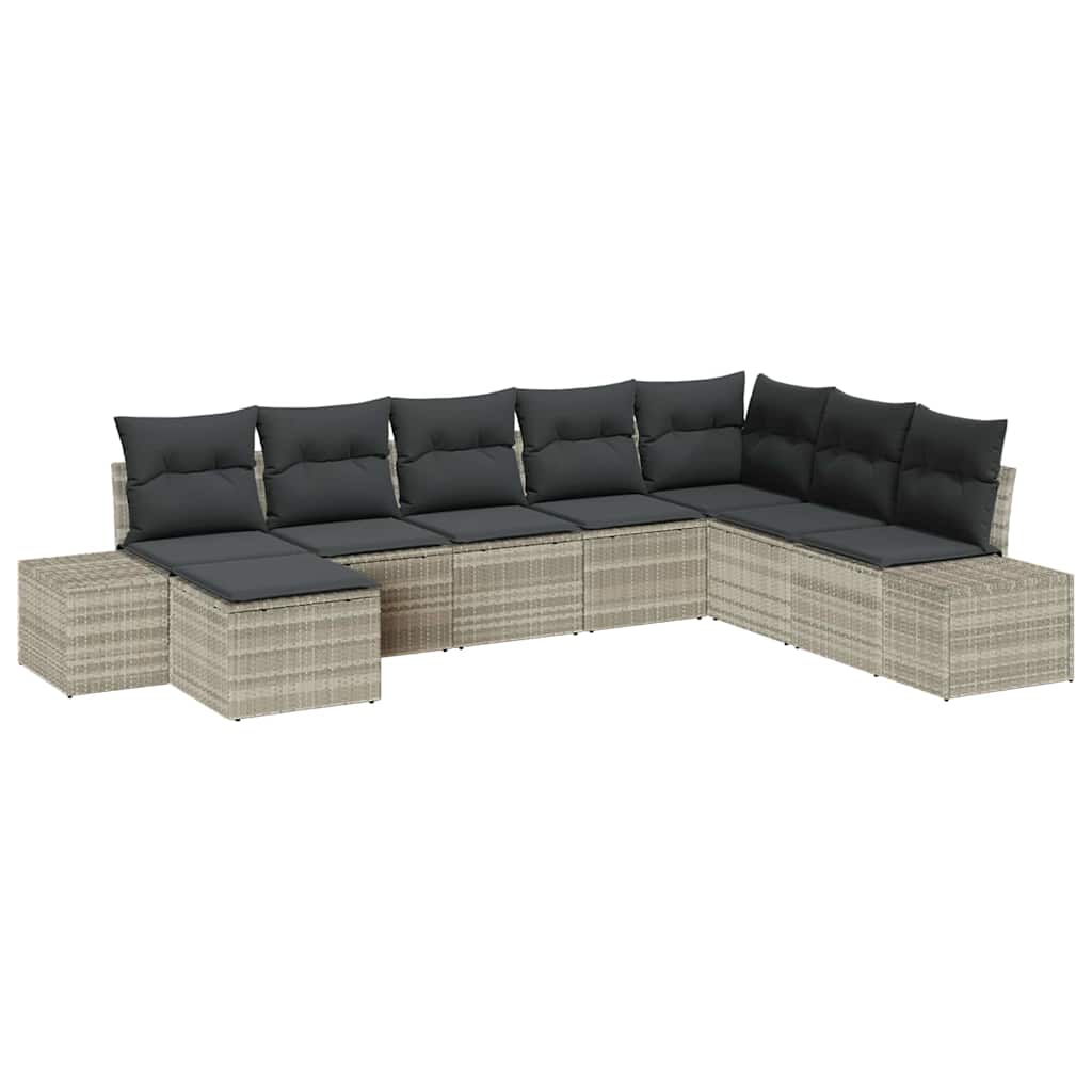 Tuin Sofa Set met kussen 8 pcs Lichtgrijs poly rattan is nu te koop bij PeponiXL, paradijselijk wonen!
