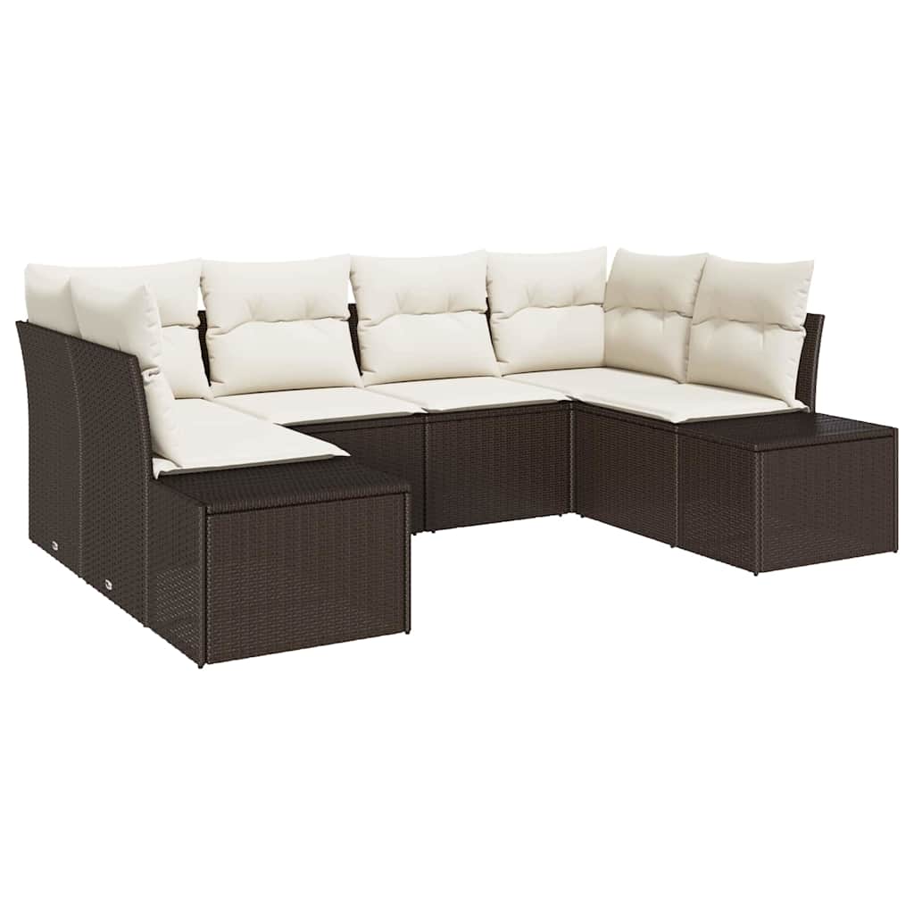 Tuinbankenset met opslag 6 pcs Bruin en Crème Poly riet is nu te koop bij PeponiXL, paradijselijk wonen!
