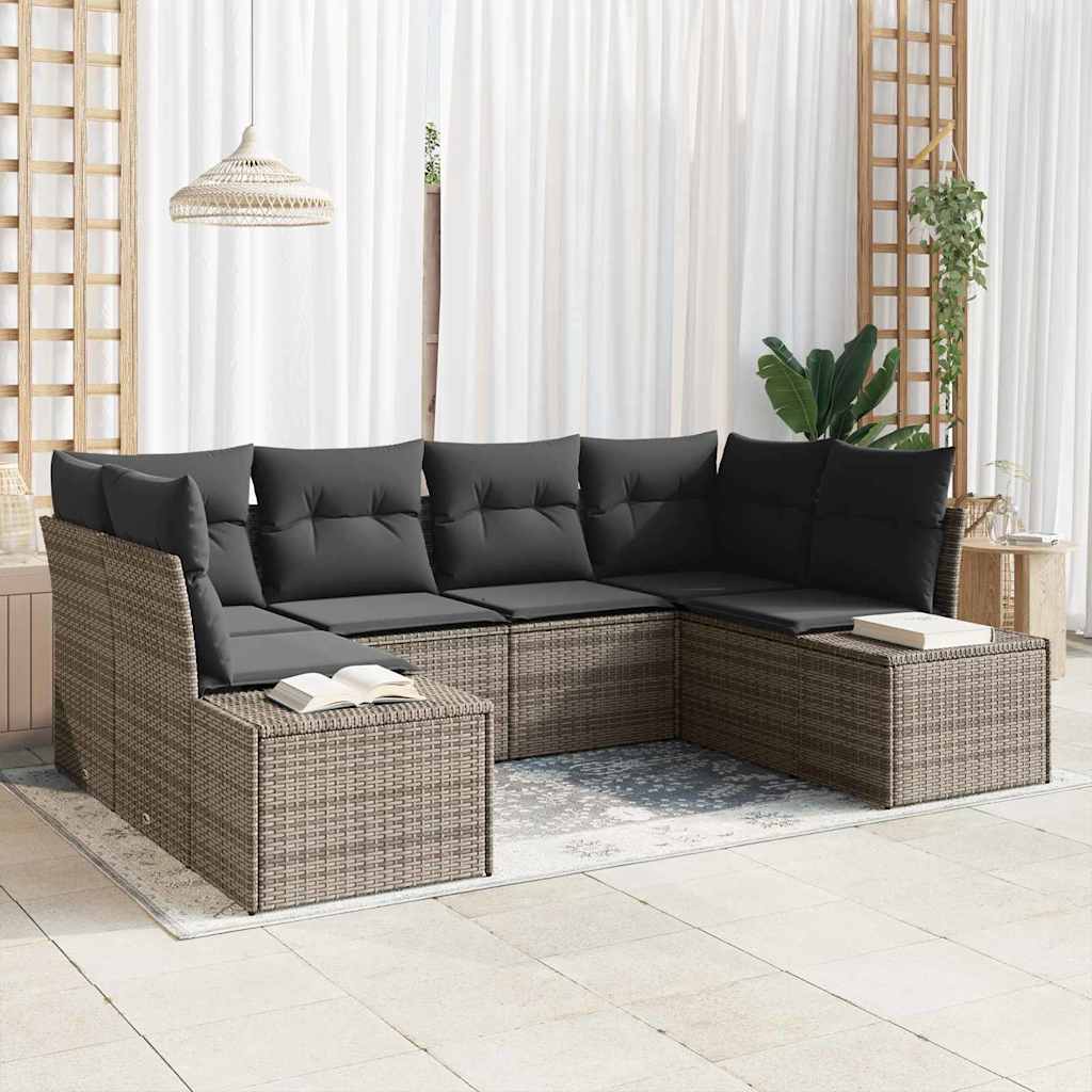 Tuinbankenset met opslag 6 pcs Grijs Poly riet is nu te koop bij PeponiXL, paradijselijk wonen!