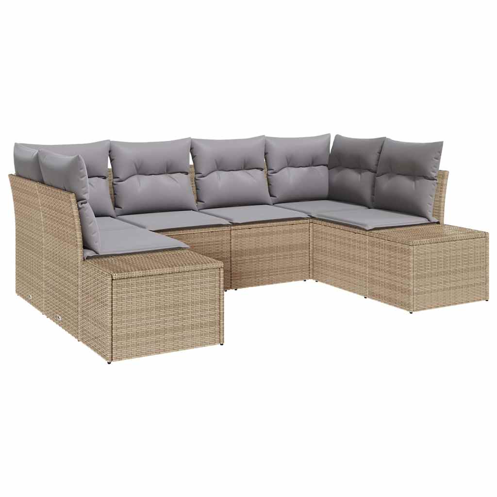 Tuinbankenset met opslag 6 pcs Beige en Licht Grijs Poly riet is nu te koop bij PeponiXL, paradijselijk wonen!