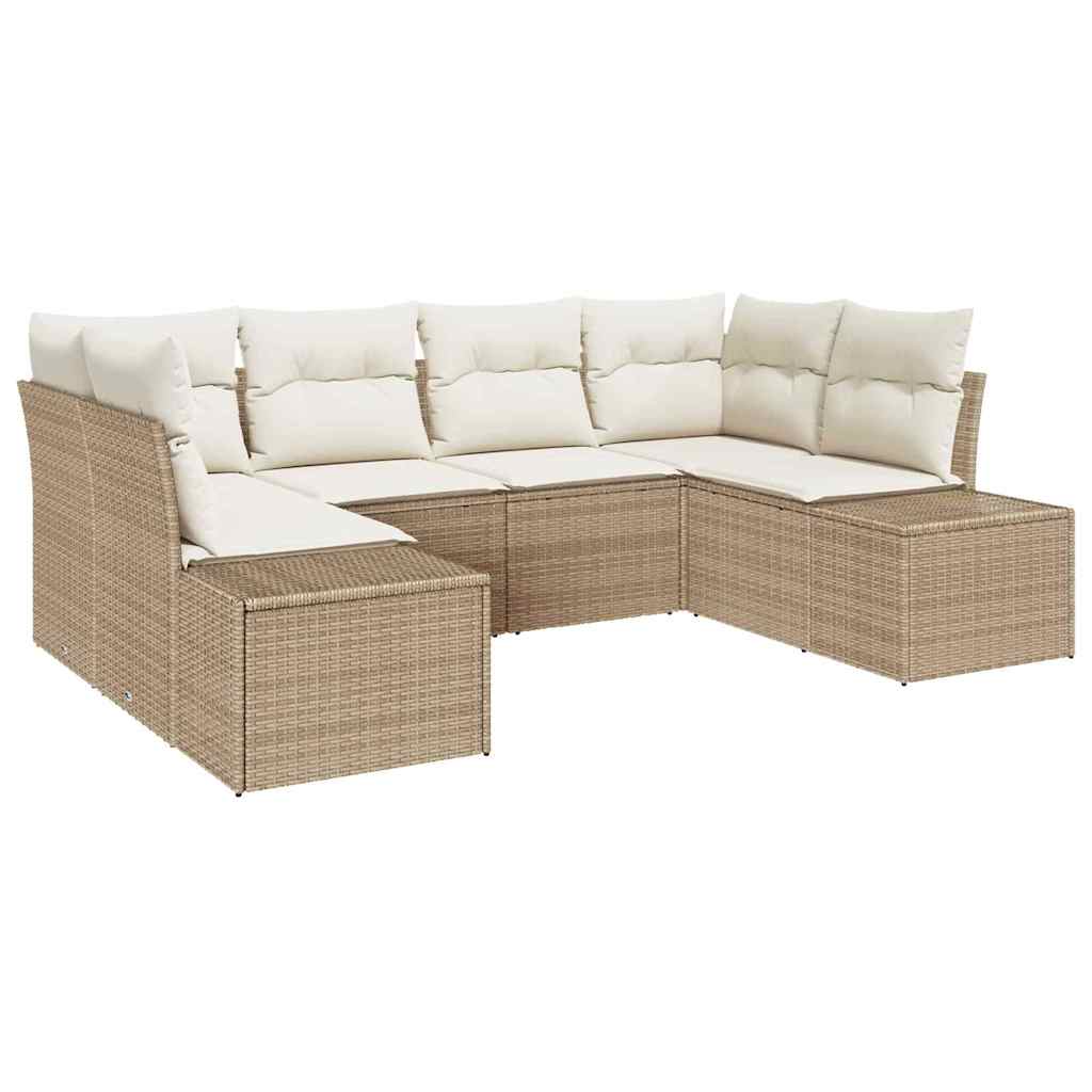 Tuinbankenset met opslag 6 pcs Beige en Crème Poly riet is nu te koop bij PeponiXL, paradijselijk wonen!