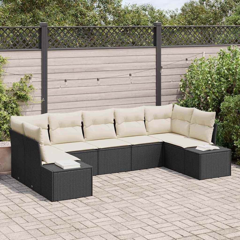 Tuinbankenset met opslag 7 pcs Zwart en Crème Poly riet is nu te koop bij PeponiXL, paradijselijk wonen!