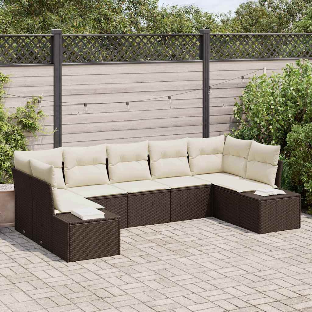 Tuinbankenset met opslag 7 pcs Bruin en Crème Poly riet is nu te koop bij PeponiXL, paradijselijk wonen!