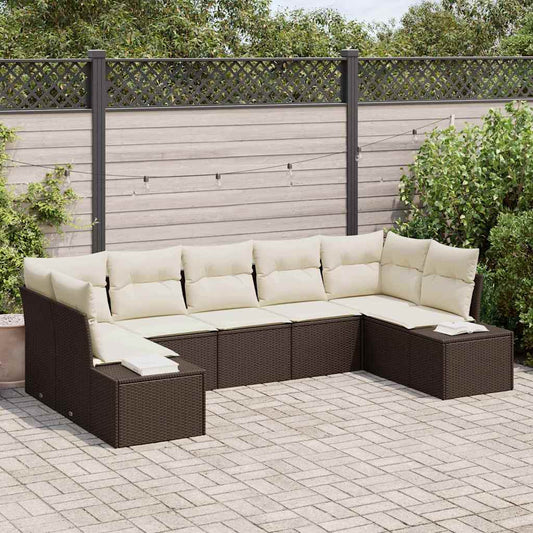 Tuinbankenset met opslag 7 pcs Bruin en Crème Poly riet is nu te koop bij PeponiXL, paradijselijk wonen!