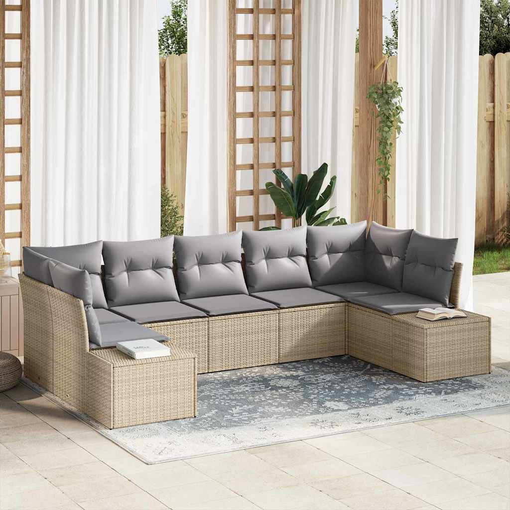 Tuinbankenset met opslag 7 pcs Beige en Licht Grijs Poly riet is nu te koop bij PeponiXL, paradijselijk wonen!