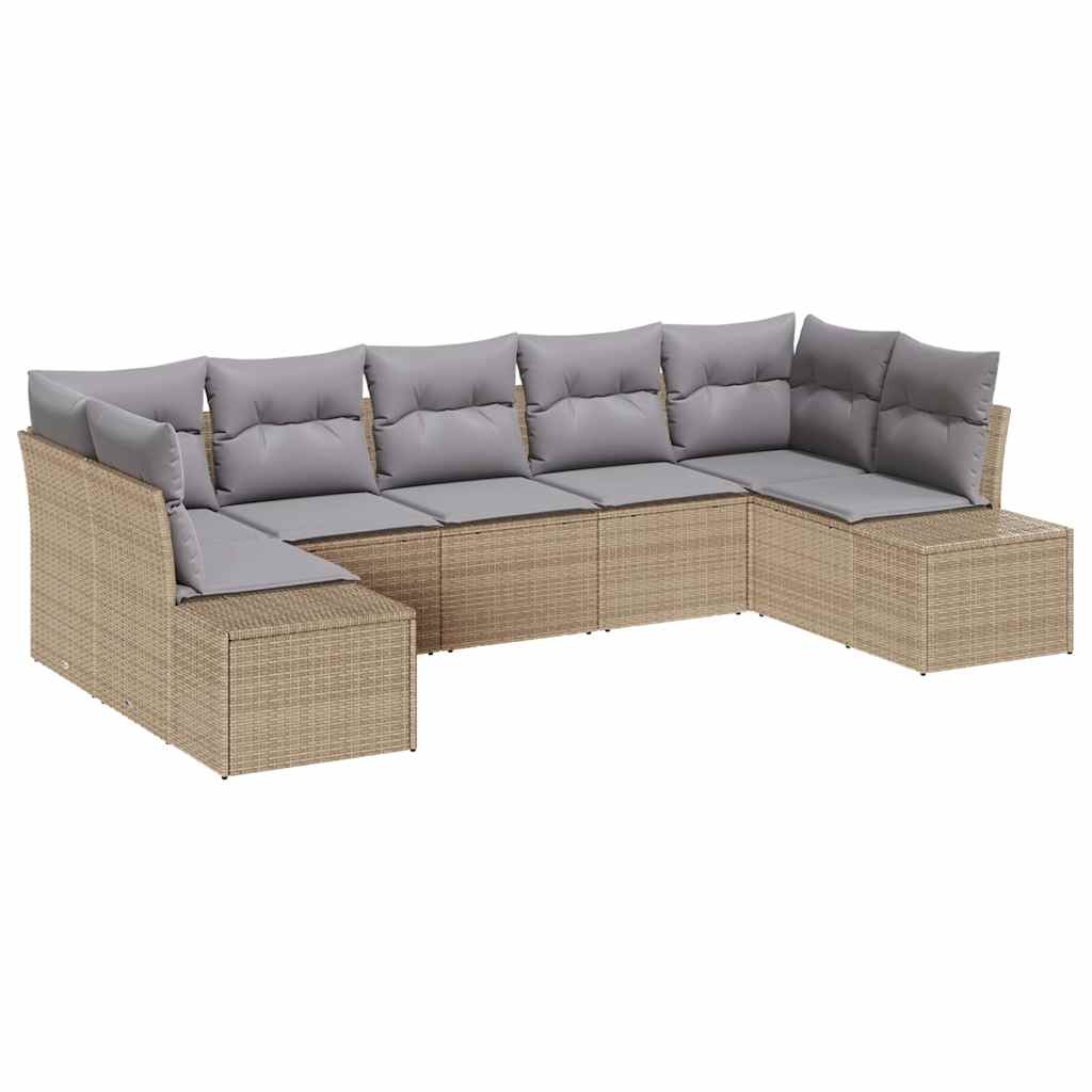 Tuinbankenset met opslag 7 pcs Beige en Licht Grijs Poly riet is nu te koop bij PeponiXL, paradijselijk wonen!