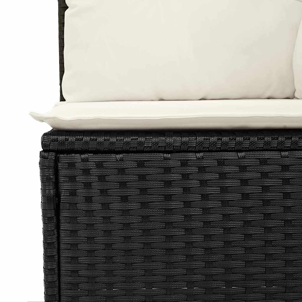 Tuinbankenset met kussen 9 pcs Zwart en Crème Polyrattan is nu te koop bij PeponiXL, paradijselijk wonen!
