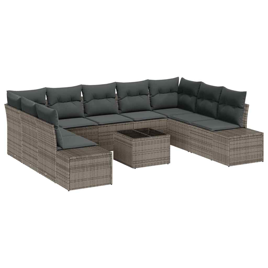 Tuinbankenset met kussen 9 pcs Grijs Polyrattan is nu te koop bij PeponiXL, paradijselijk wonen!