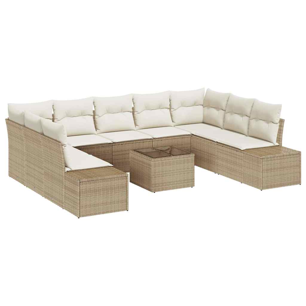 Tuinbankenset met kussen 9 pcs Beige en Crème Polyrattan is nu te koop bij PeponiXL, paradijselijk wonen!