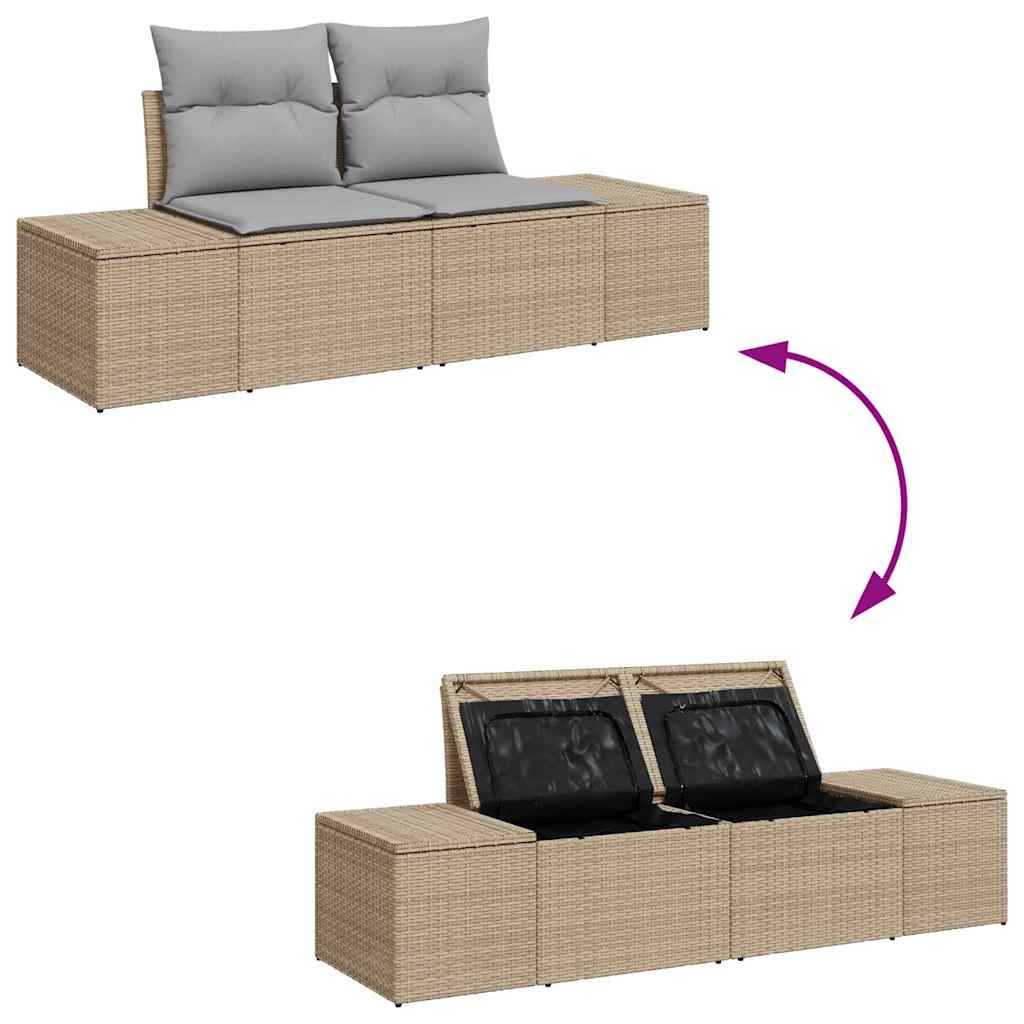 Tuinbankenset met kussen 10 pcs Beige en Licht Grijs Polyrattan is nu te koop bij PeponiXL, paradijselijk wonen!