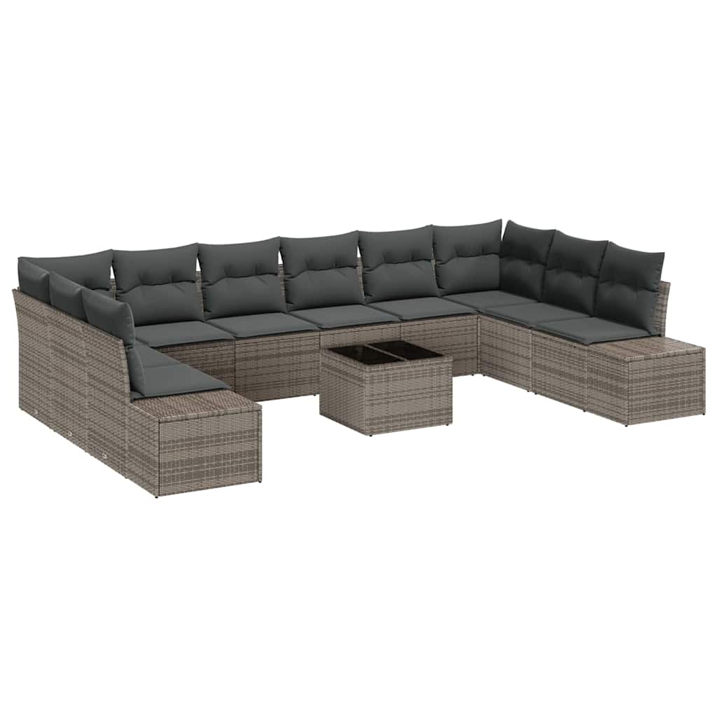 Tuinbankenset met kussen 10 pcs Grijs Polyrattan is nu te koop bij PeponiXL, paradijselijk wonen!