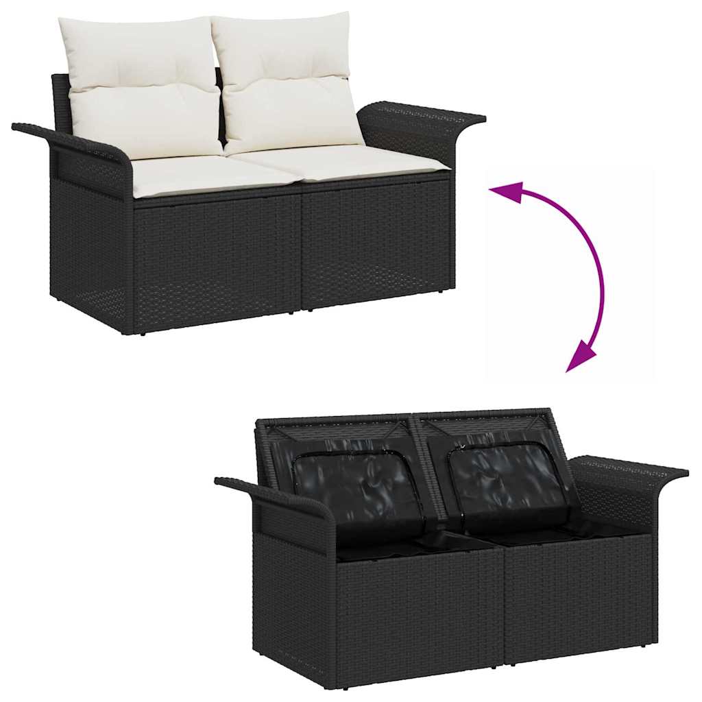 Tuinbankenset met opslag 5 pcs Zwart en Crème poly rattan is nu te koop bij PeponiXL, paradijselijk wonen!
