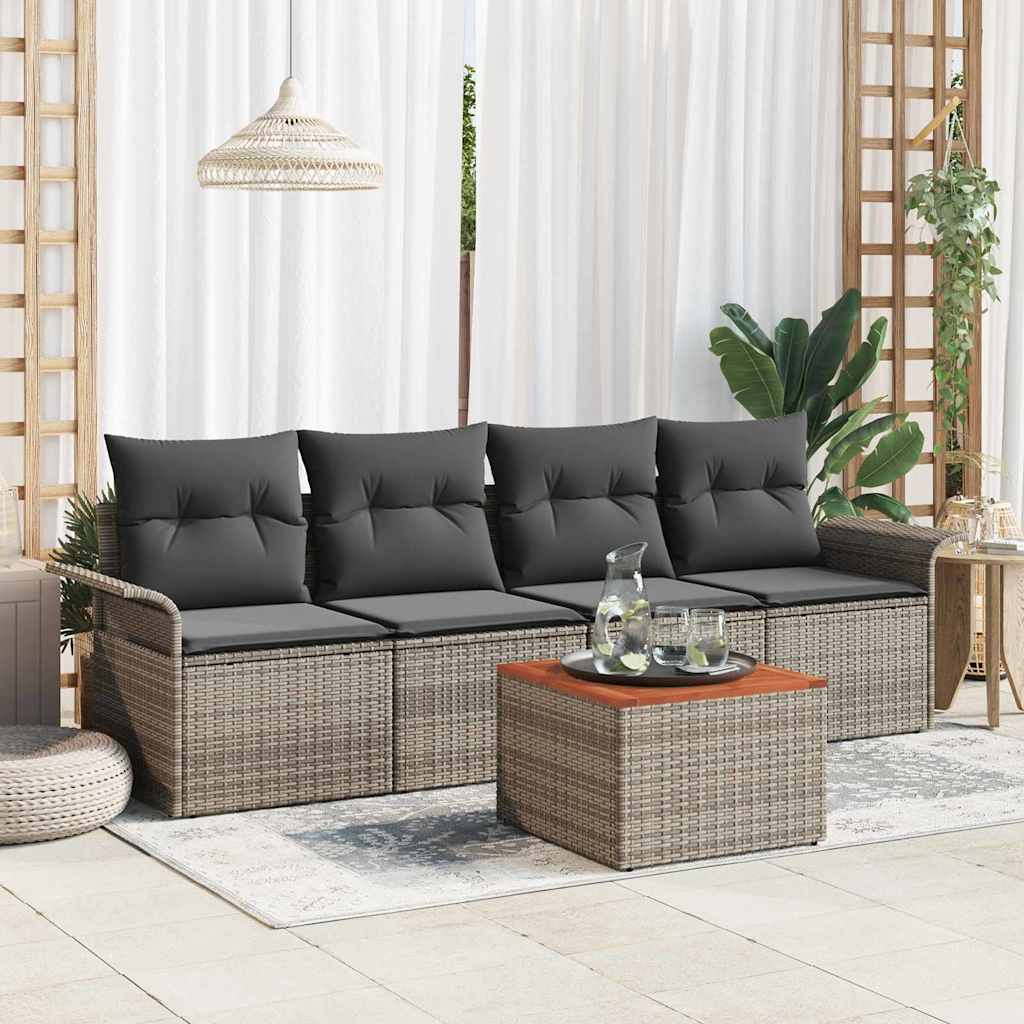 Tuinbankenset met opslag 5 pcs Grijs poly rattan is nu te koop bij PeponiXL, paradijselijk wonen!