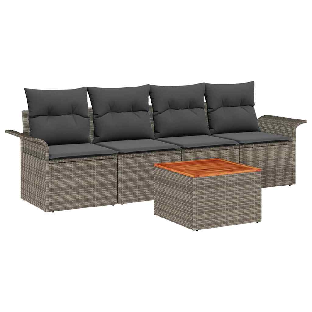 Tuinbankenset met opslag 5 pcs Grijs poly rattan is nu te koop bij PeponiXL, paradijselijk wonen!