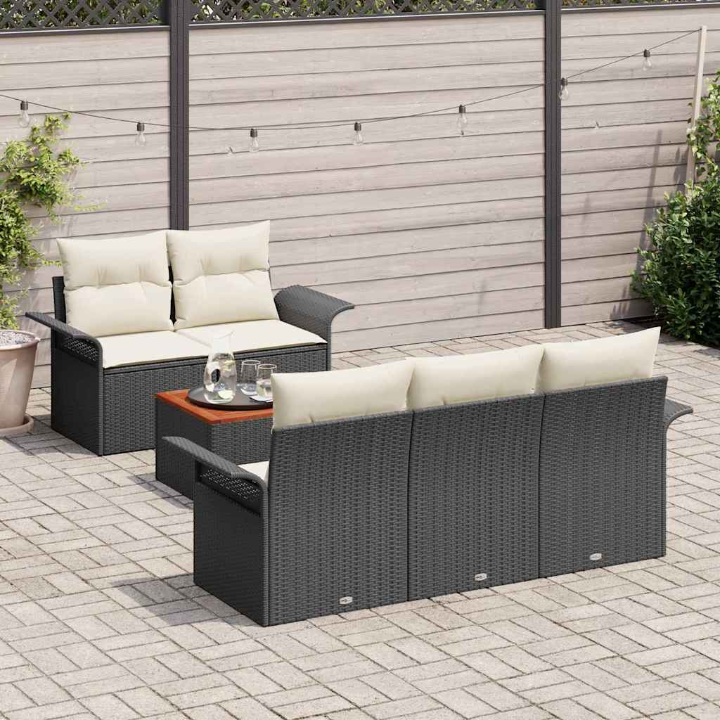 Tuinbankenset met opslag 6 pcs Zwart en Crème poly rattan is nu te koop bij PeponiXL, paradijselijk wonen!