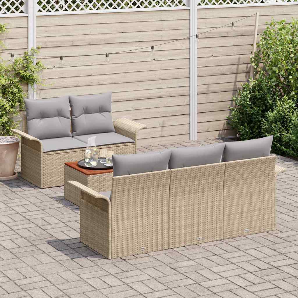 Tuinbankenset met opslag 6 pcs Beige en Licht Grijs poly rattan is nu te koop bij PeponiXL, paradijselijk wonen!
