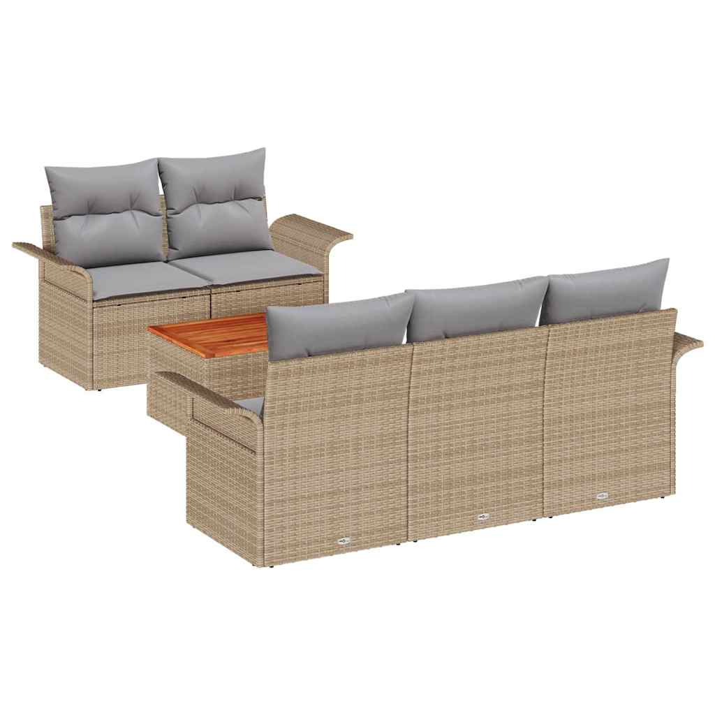 Tuinbankenset met opslag 6 pcs Beige en Licht Grijs poly rattan is nu te koop bij PeponiXL, paradijselijk wonen!